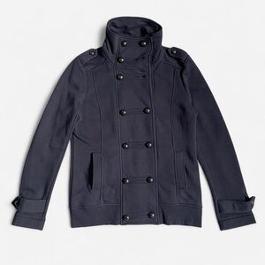 Navy Blue Double-Breasted Button up Jacket